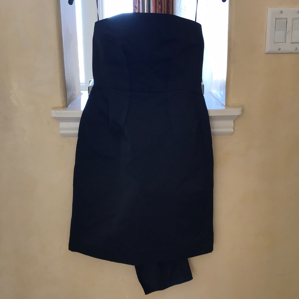 Strapless Black Corset Satin Dress